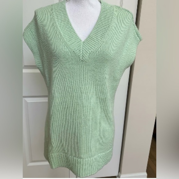 LOFT Mint Green Chunky Knit Sweater, size L  Orig $65 Relaxed Layering - Picture 1 of 7